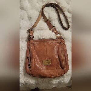 Fossil Tan Leather Crossbody Bag